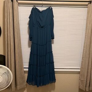 Fate Blue Green Off Shoulder Dress
